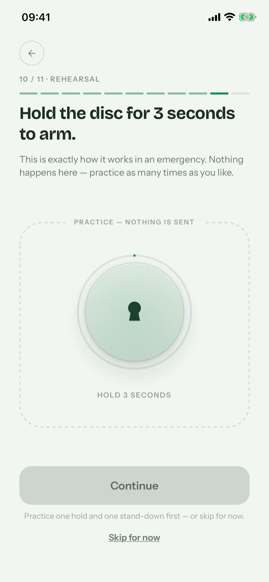 The hold ring filling as you press for three seconds